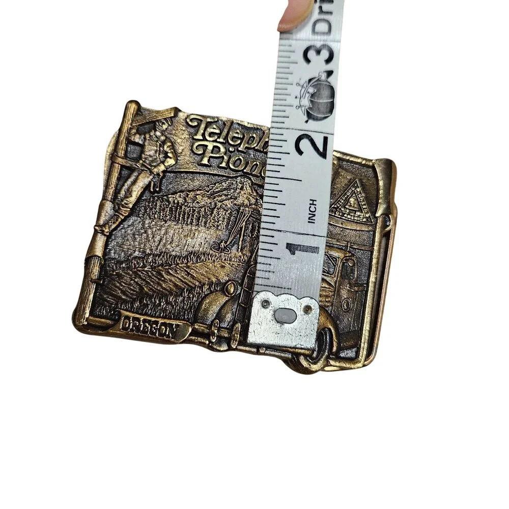 Vintage‎ Solid Brass Telephone Pioneers Belt Buckle Oregon Limited Edition No. 3